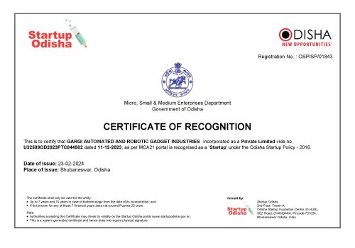 5. Gargi Startup Odisha certificate